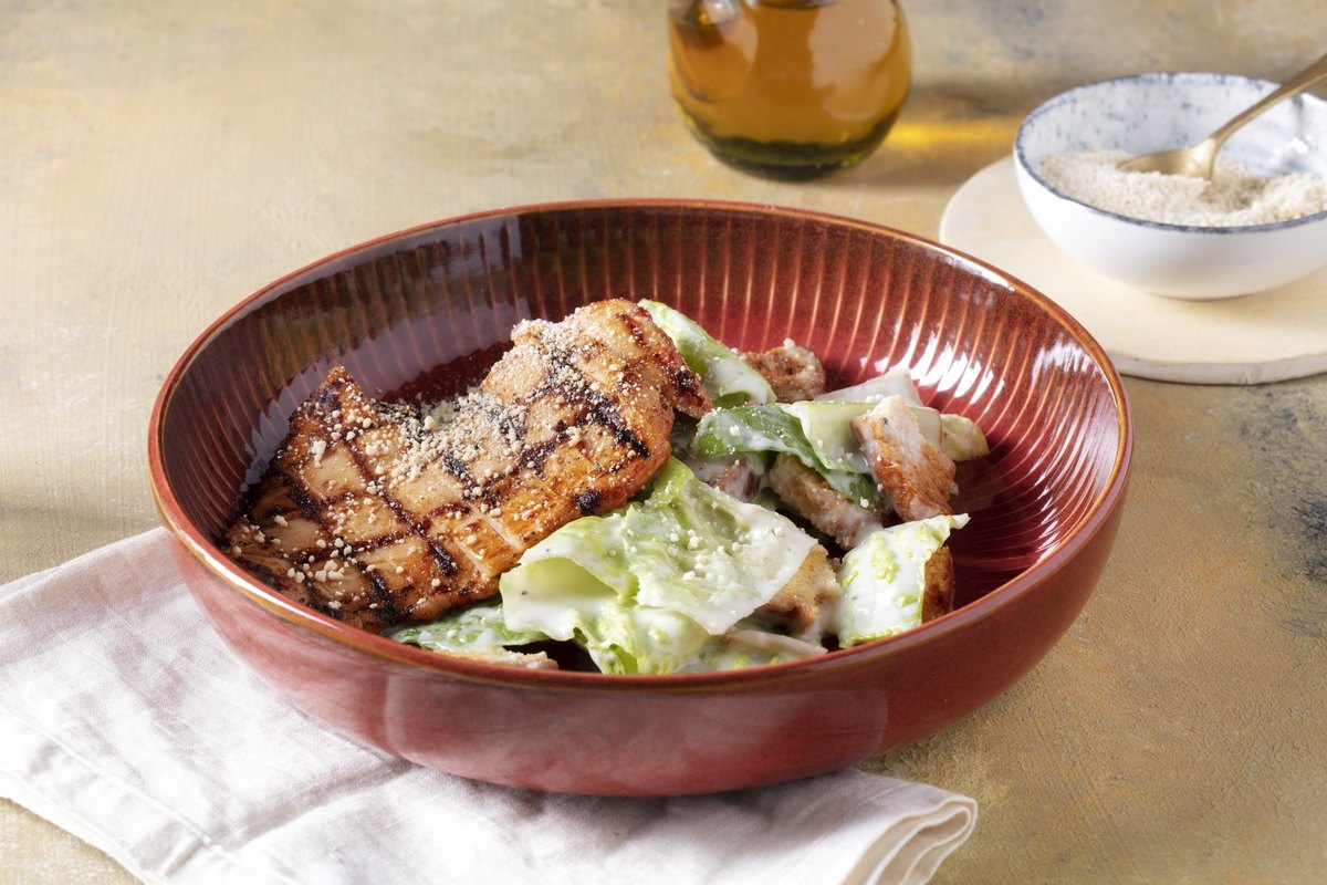 Deraliye Terrace - chicken Caesar salad with grilled chicken, iceberg lettuce and croutons